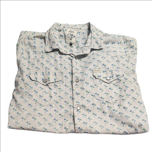 Diesel Industry Mens Palmtree Pattern Button Down, Size Medium